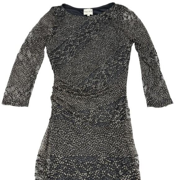 Reiss Ivanka Lace Sheath Dress In Black / Cream Size 2 - Picture 3 of 7